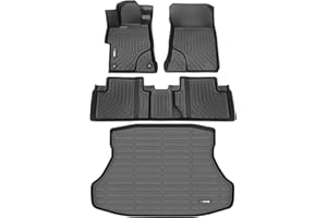 HAFIDI® Floor Mats & Cargo Liner Set Fit for 2015-2012 Honda Civic & Civic Si Only Sedan (Not Coupe) All Weather Protection TPE Anti-Slip Car Full Set Floor Liners Custom Accessories - Black