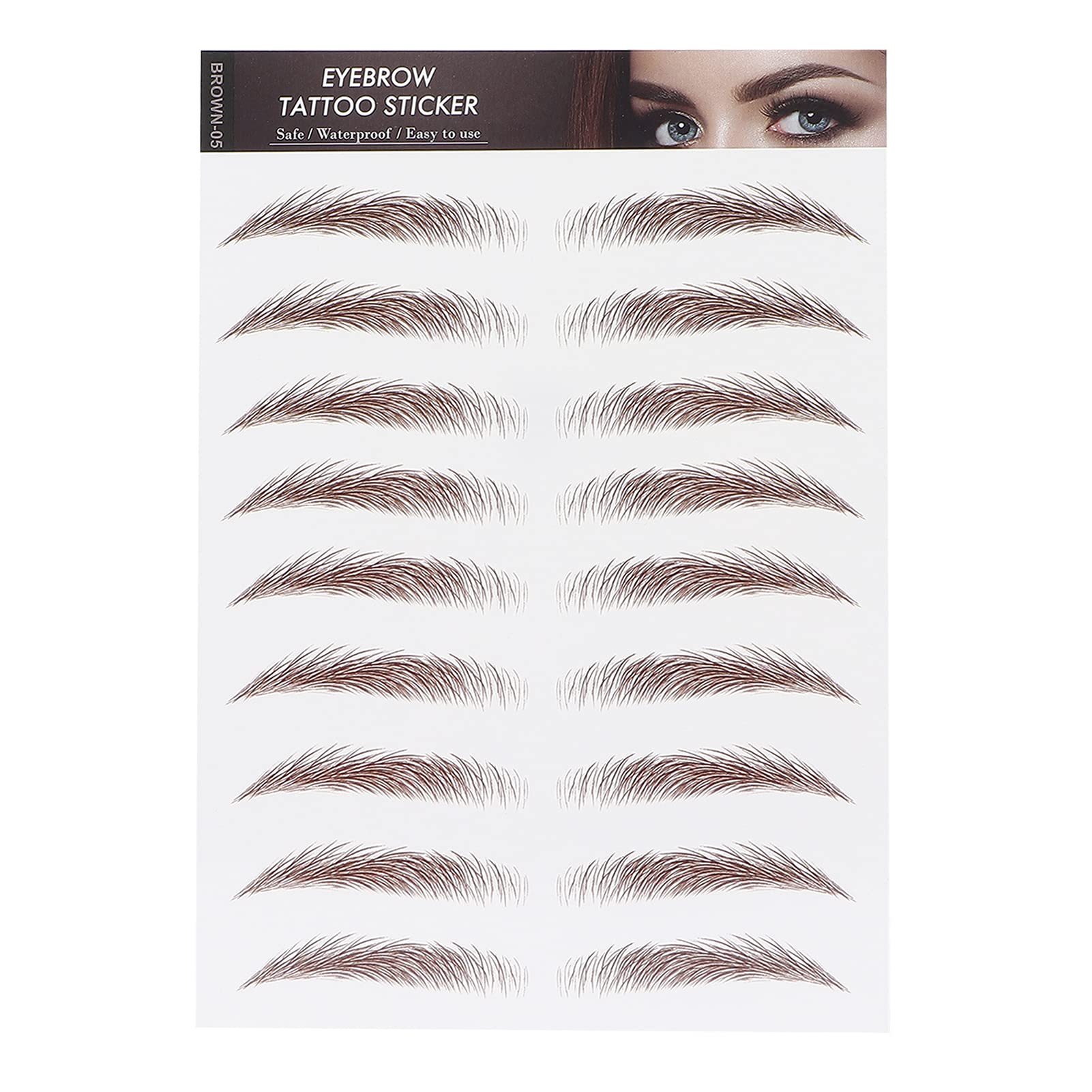 Professional Waterproof Eyebrow Grooming & Shaping Tattoo Stickers for Women (BROWN-05)