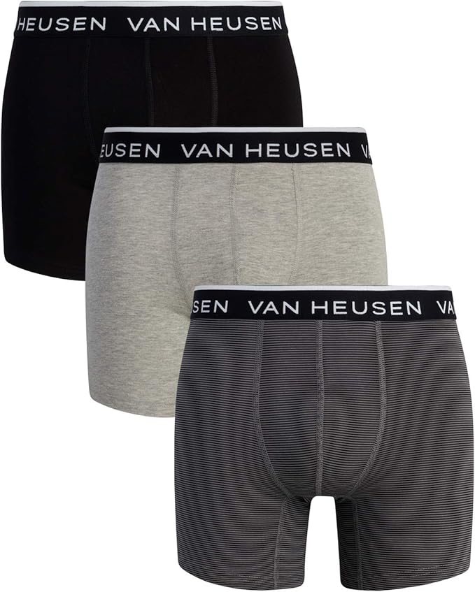 Buy Van Heusen Men’s Stretch Cotton Boxer Briefs (3 Pack), Black
