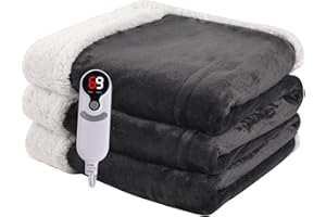 Minervada Heated Blanket Electric Blanket Full Size 72''x84'', Soft Flannel Heating Blanket with 1-10 Hour Auto Off - 6 Heat Settings - Machine Washable - Dark Grey
