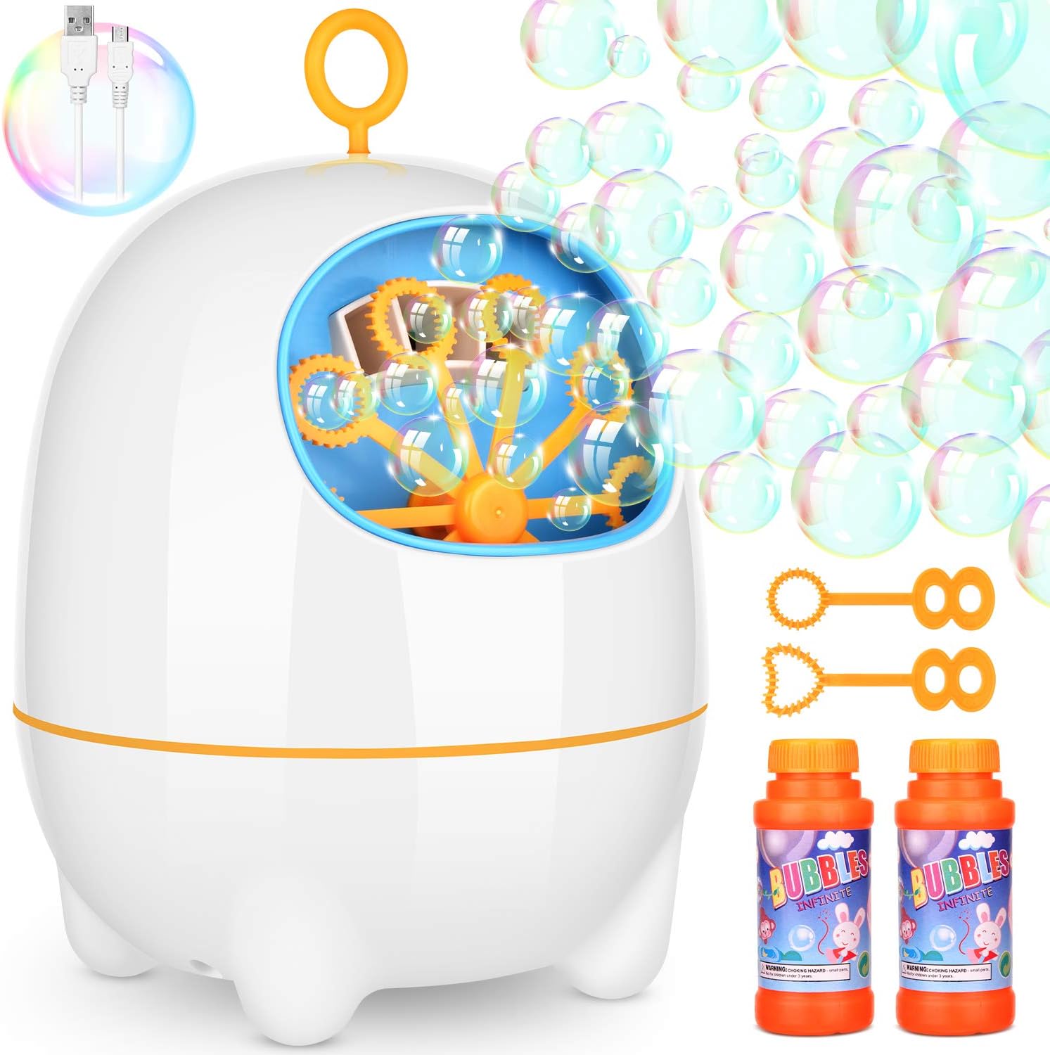 Dkinghome Q Shape Rechargeable Bubble Machine,Automatic Bubble Blower