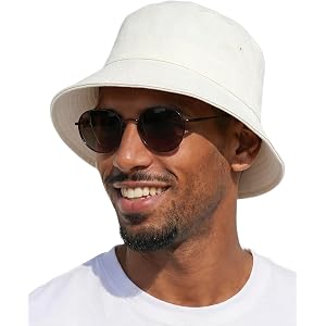 QEUOYSS Sun Bucket Hats for Men Women Fashion Cotton Summer Beach Golf Fishing Hat for Men Women Packable Outdoor Vacation
