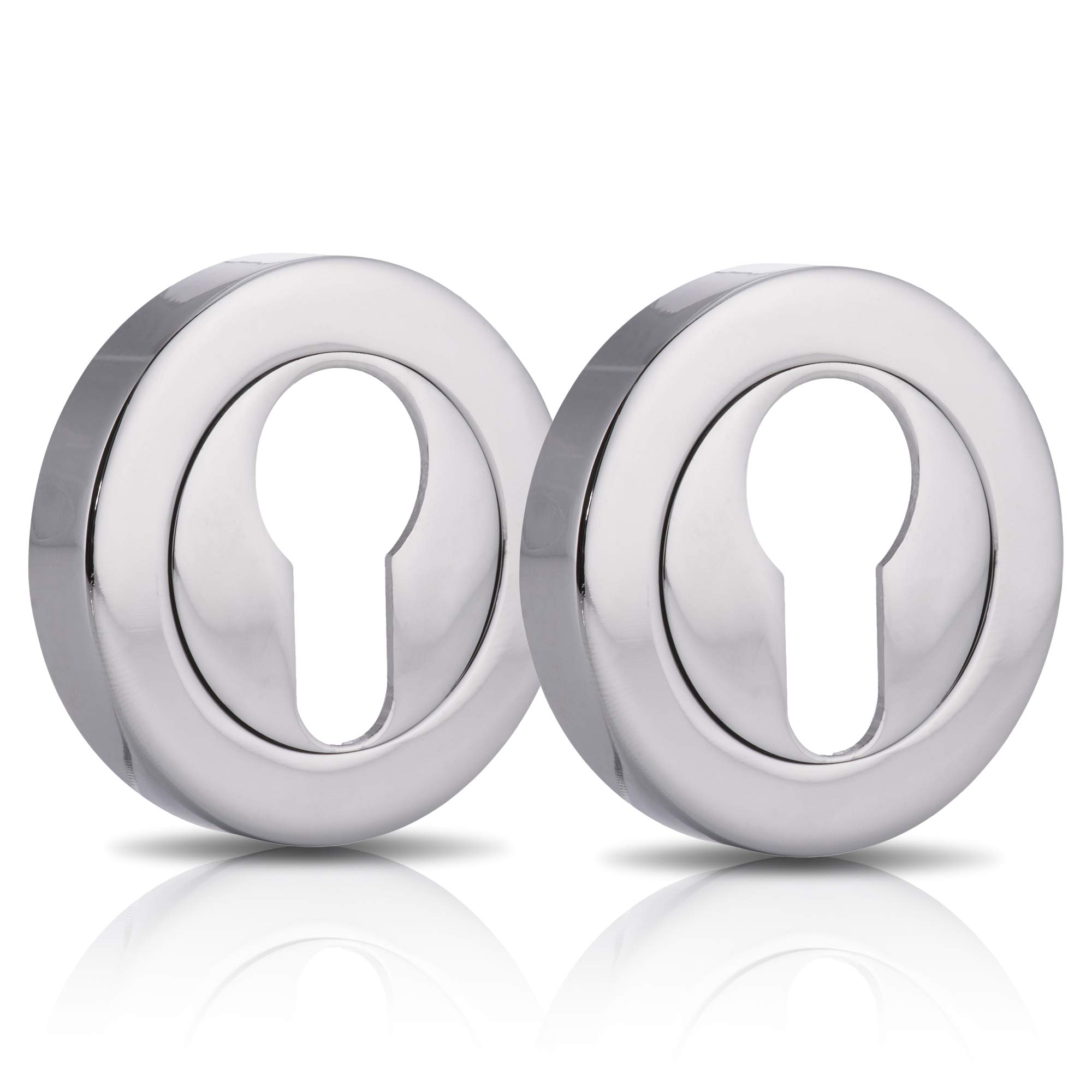 XFORT® 2 Pack Euro Escutcheons Polished Chrome, Escutcheon Keyhole Cover, Euro Door Lock Cover for Security and Protection from Key Damage, Durable Escutcheon Plate with Concealed Screws.