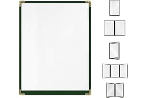 ACI SUPER POWER 25 Pack of Goodsmart Cafe Style Menu Cover, Double Stitched Edge, Crystal Clear Vinyl (Green, 1 Page / 2 Views - 8.5" x 11")
