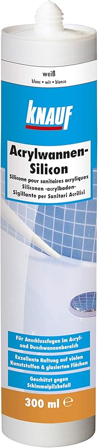 Knauf Acrylwannen Silicon Zur Abdichtung Von Kunststoffen Anti Schimmel Sanitar Silikon Fur Badewanne Dusche Oder Fenster Rahmen Uv Und Witterungsbestandig 300 Ml Weiss Amazon De Baumarkt