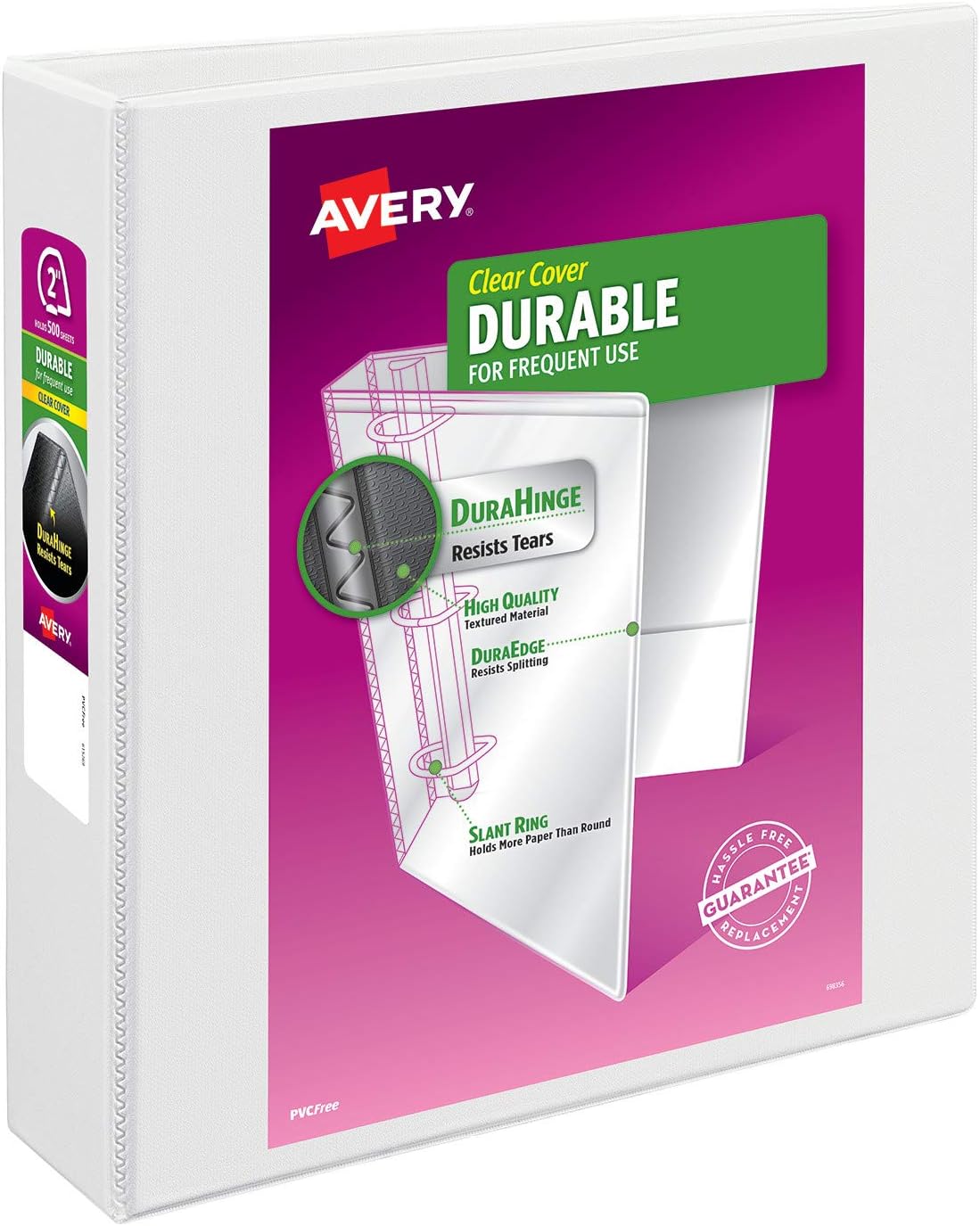 Avery 2" Durable View 3 Ring Binder, EZD Ring, Holds 8.5" x 11" Paper, 1 White Binder (9501) : Office Products