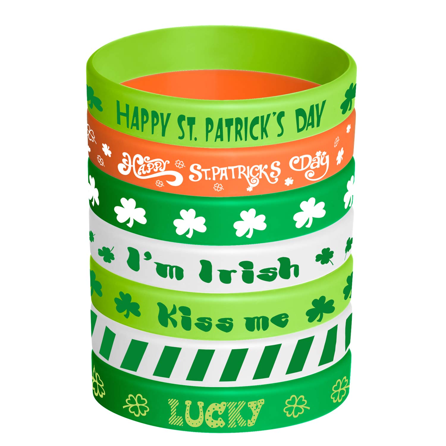 TUPARKA 35 Pieces St Patrick Bracelets Rubber Clover Irish Bracelet Silicone Bracelet for Party Favors School Children Gifts Supplies, Rubber Silicone