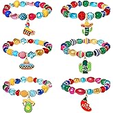 BSJELL 5 Pack Beaded Bracelet Stackable Christmas Thanksgiving St. Patrick’s Day Valentine's Day Beaded Stretch Bracelet Holiday Charm Bracelets Festive Jewelry Gifts for Women