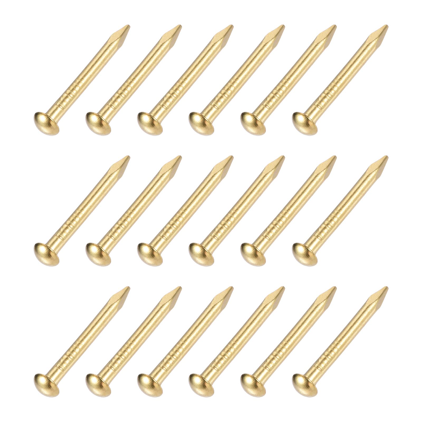 METALLIXITY Small Nails (2x25mm) 60pcs, Brass Tiny Hardware Nails - for Household Woodworking, Brass Tone