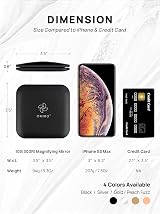 OMIRO Compact Mirror 1X/10X Magnification, Travel Foldable Pocket Mirror, Black view 2