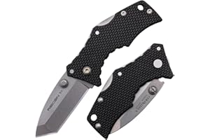 Cold Steel Micro Recon 1 2" 4034SS Razor-Sharp Blade 2.375" Griv-Ex Handle Tactical Folding Knife w/Tri-Ad Lock, Ambidextrous Pocket/Belt Clip