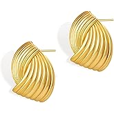 Frigotine Chunky Gold Stud Earrings for Woman, Statement Geometric Vintage Earing Prom Holiday Accessories Fashion Jewelry Gifts