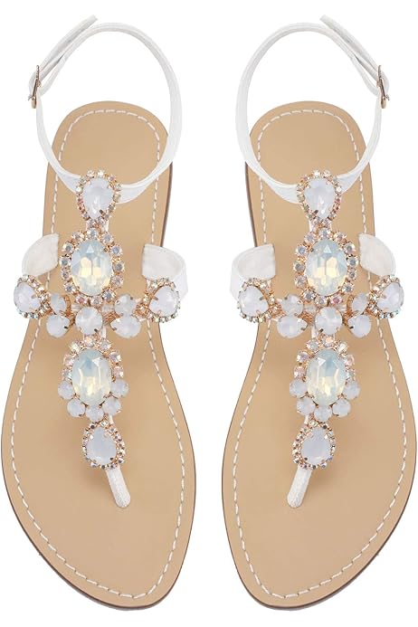 white pearl flat sandals