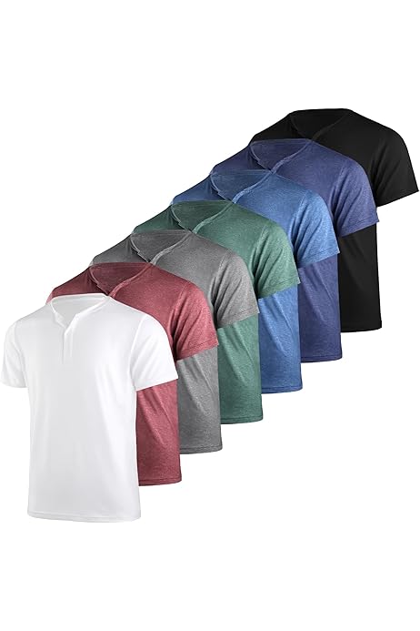 Camiseta Blanca Hombre Pack De Camisetas Henley De Algodón Para