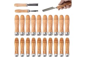 Wooden File Handle with Strong Metal Collars, Wood File Handles – 20 Pcs Replacement Wooden Handles for 6-12 Inch Files, Ergo
