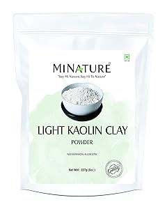 Light kaolin clay powder by mi nature | 227g ( 8oz) ( 0.5 lb) | Facial clay mask| Natural exfoliator | Clear skin | Evens Out Your Skin Tone