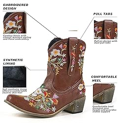 Hbeylia Cowboy Boots For Women Vintage Embroidery