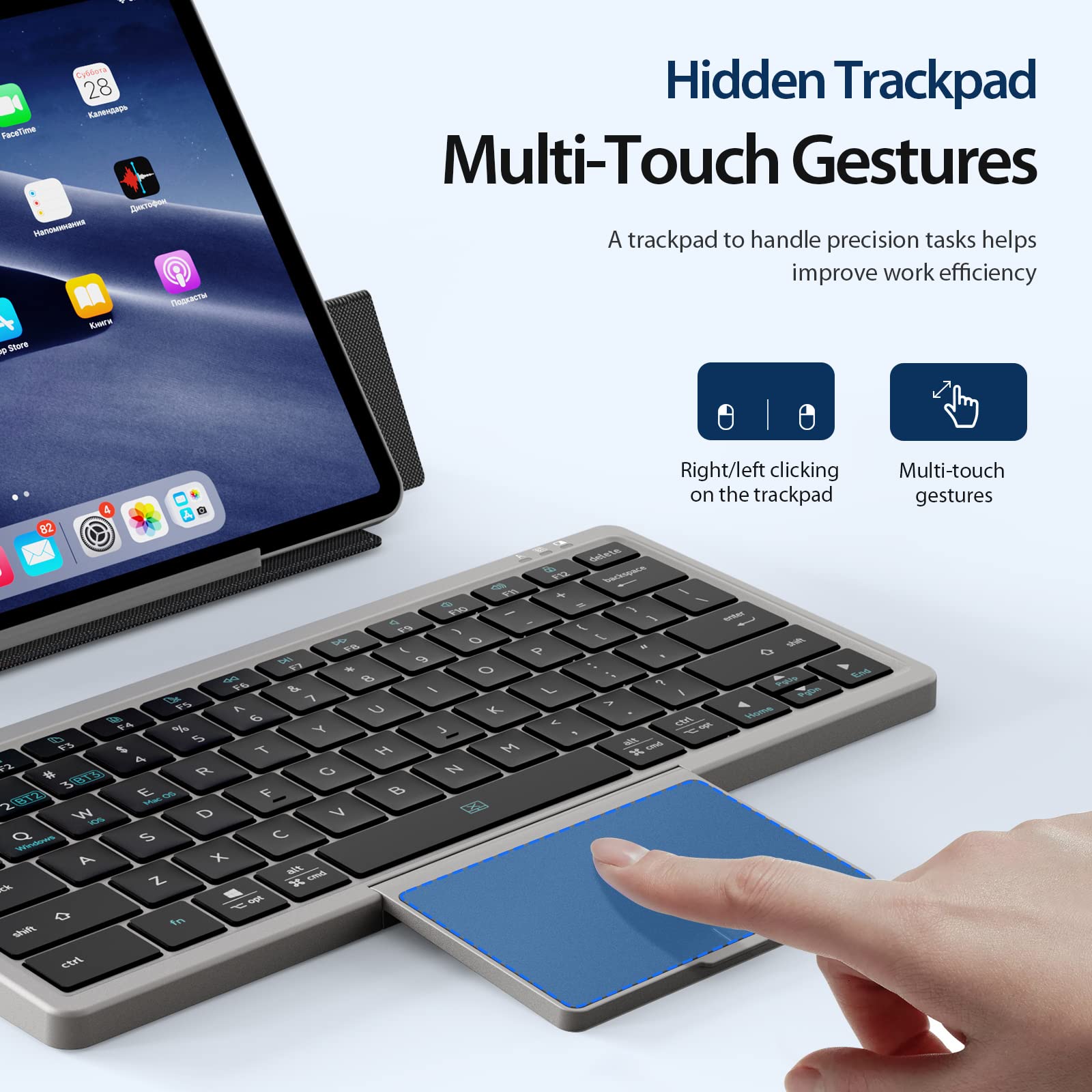 Concealed Computer Keyboard Mua ZenRich Wireless Bluetooth Keyboard with Cover and Stand, Slim and ...