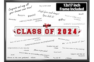 OBUSATT 2024 Graduation Decorations Class of 2024 Signature Board Frame Green Grad Guest Book Alternatives Graduation Signing Card for Party Supplies Graduation Gift Display Card 12 x 17in Sign Poster