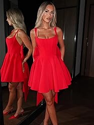 ouhati Short Satin Spaghetti Straps Homecoming