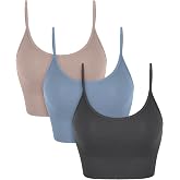 ODODOS Seamless Sports Bra for Women Ribbed Camisoles Non Padding Yoga Bra Crop Tank Tops