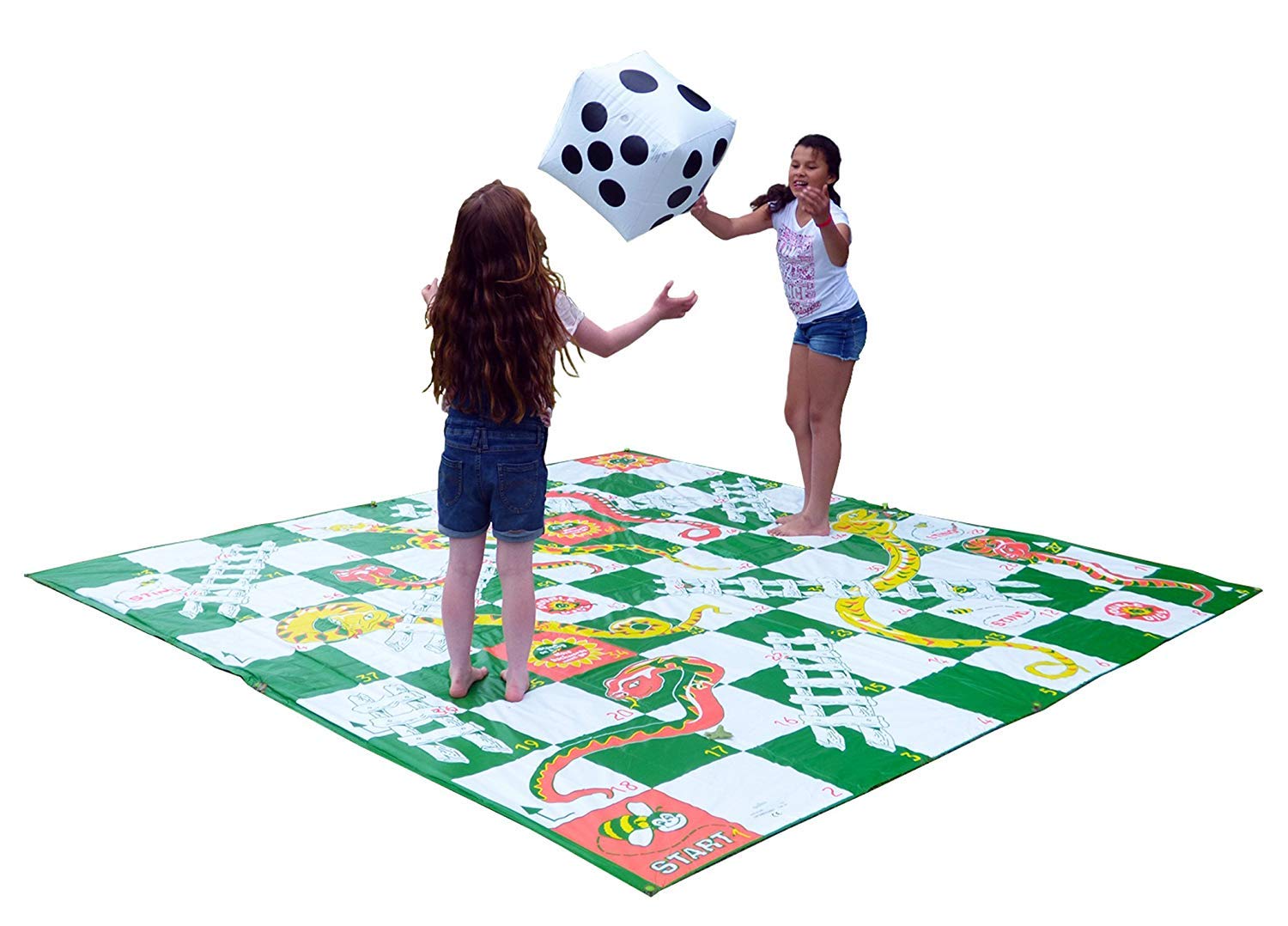 Big Game Hunters Giant Snakes and Ladders Floor Game with 3 Meters x 3 Meters PVC Mat & Inflatable Dice for Players of All Ages - Giant Board Games