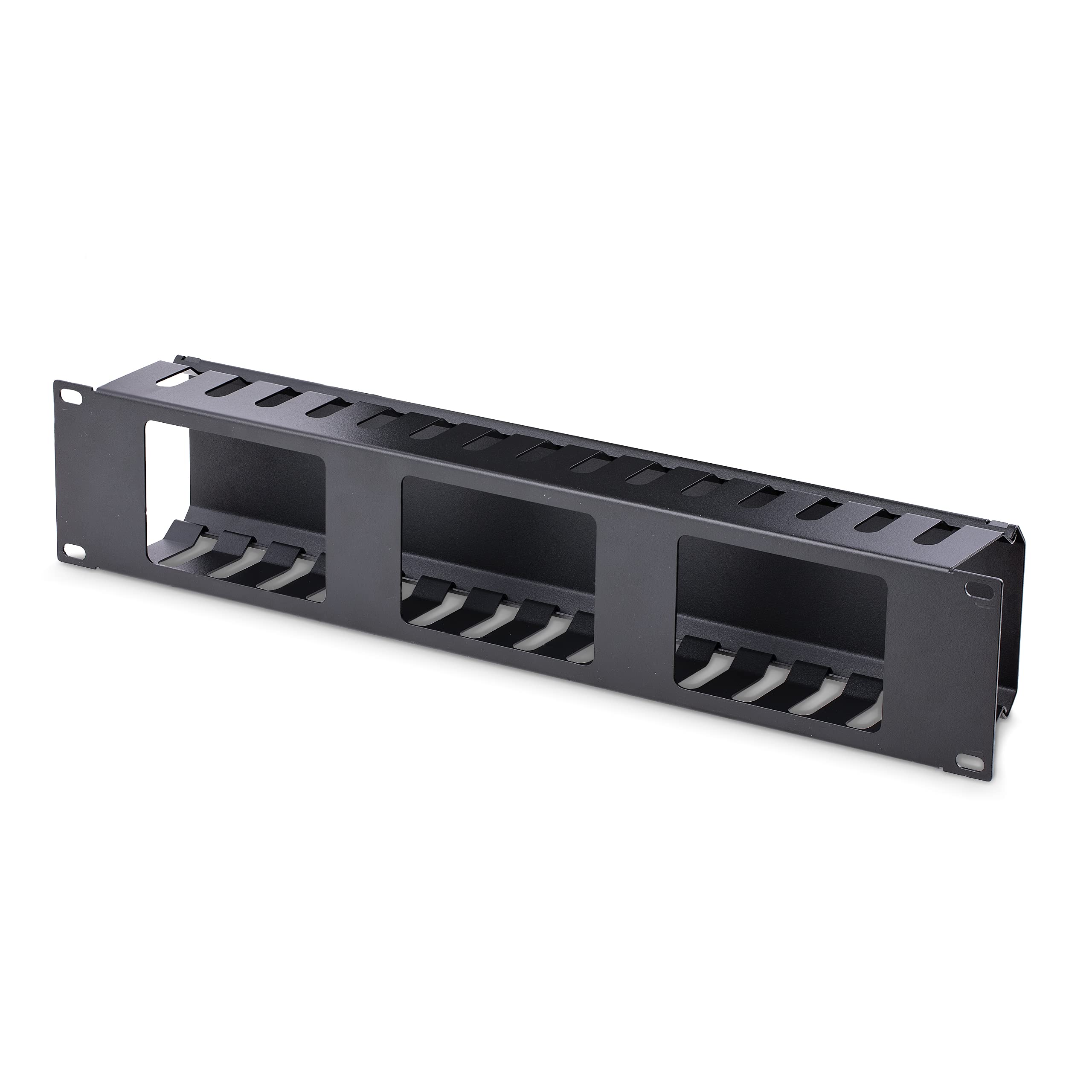 StarTech.com Horizontal 2U Server Rack Cable Management Finger Duct w/ Cover - 19" Network Rack Wire Duct Raceway Panel - Slotted Wire Duct (CMDUCT2U2)