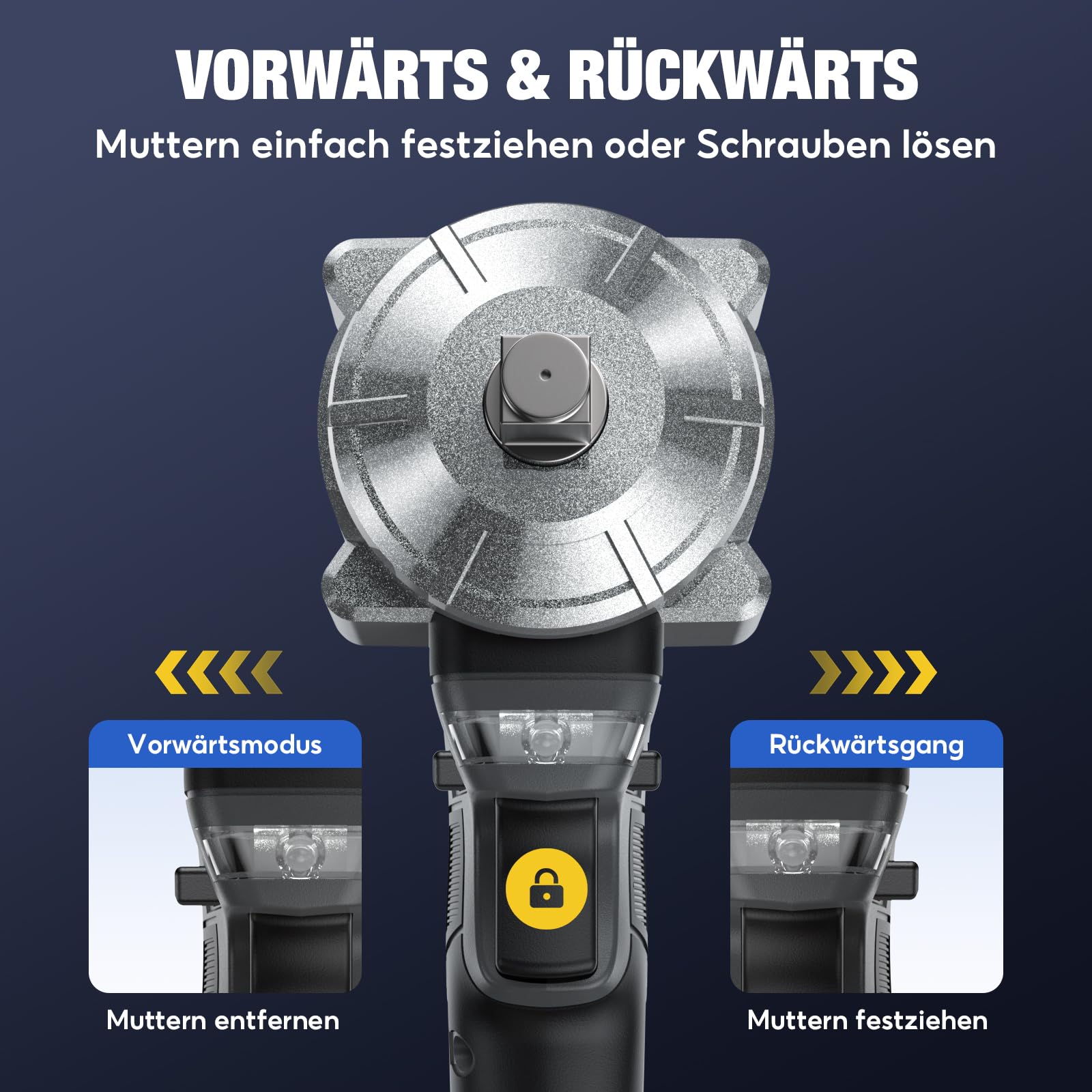 SoarFly Akku Schlagschrauber, 1200 Nm (900 FT-LBS), 1/2-Zoll-Schlagschrauber mit hohem Drehmoment, bürstenloser Motor, 2x4.0Ah Akku, 3 Geschwindigkeitsstufen, für Reifenwechsel und Kfz-Wartung 5