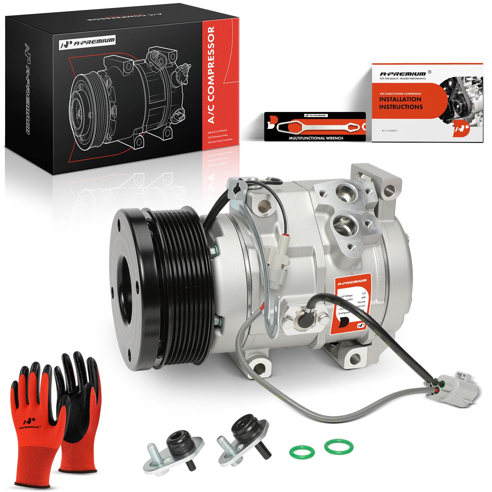Photo 1 of A-Premium AC Compressor with A/C Clutch (8-Grooves? Compatible with Toyota Tundra 4.6L, 5.7L 2007-2021, with 10S20C Style Compressor, Replace# 883200C130, 883200C190