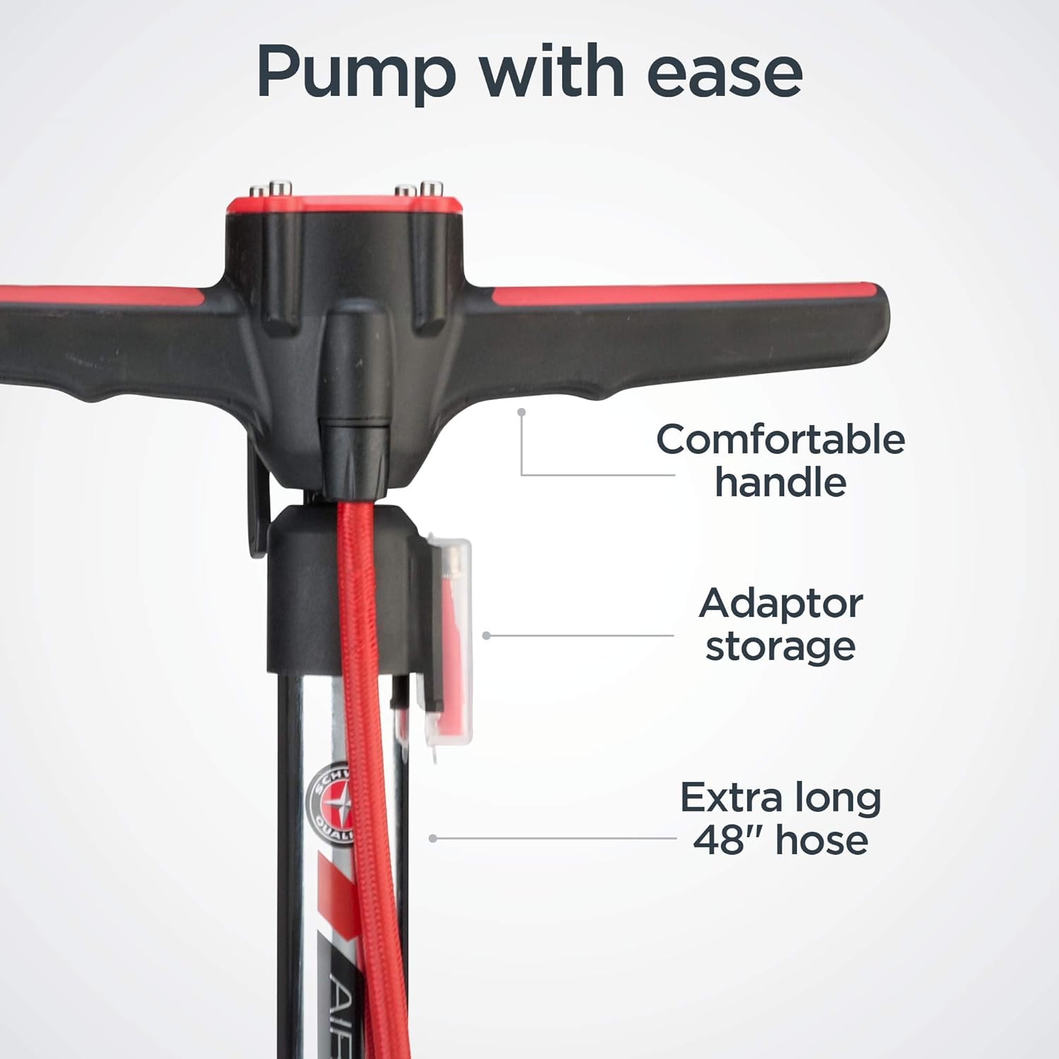 Schwinn Air Center Pro Bike Floor Pump, Gauge Fits Schrader and Presta Valve Types, Silver : Sports & Outdoors
