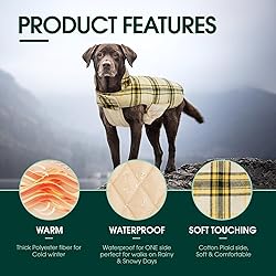 Kuoser Warm Dog Coat, Waterproof Dog Jacket for