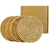 Handmade Braided Drink Coasters, Set of 4, 3.94’’ Round, Ideal for Gifts & Home Decor
