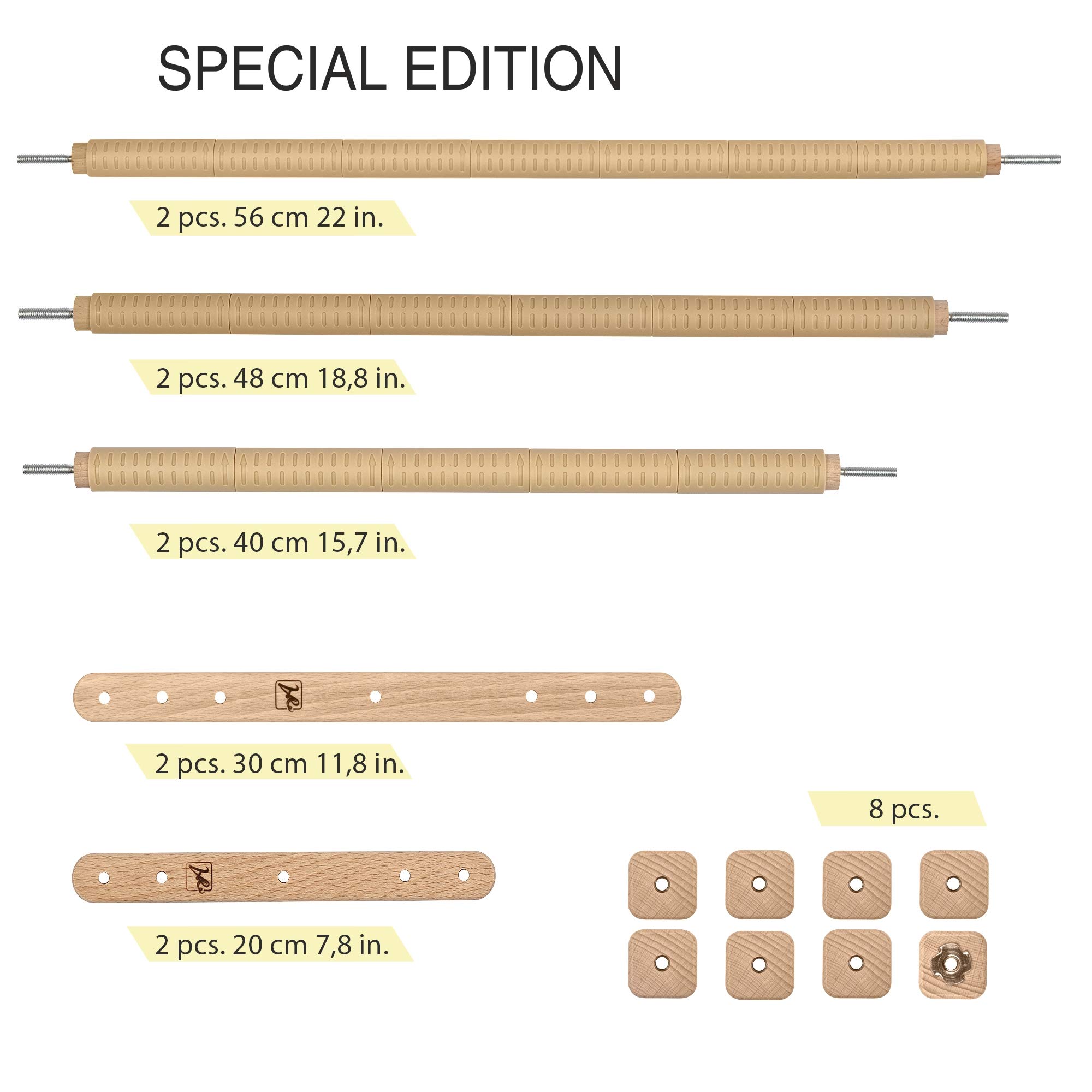 Arabeska Cross Stitch Scroll Frame Set with Plastic Clamps from Beech Hardwood Different Sizes (S/L/SE) (Special Edition)