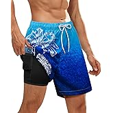 Resiprolty Mens Swim Trunks with Compression Liner Quick Dry Bathing Suits Board Beach Shorts Swim Shorts with Zipper Pocket