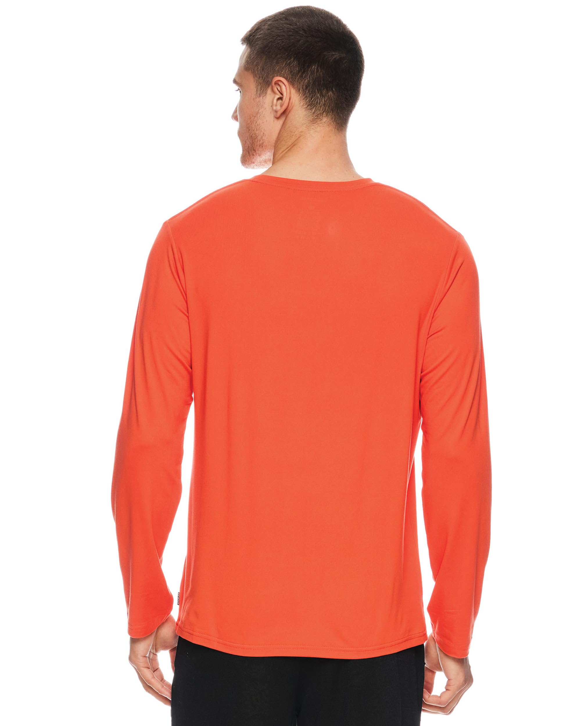 JOE BOXER Mens Lounge Tee - Bright Red Crew Neck Long Sleeve - Mens Loungewear/Sleepwear (Cherry Tomato, Medium)