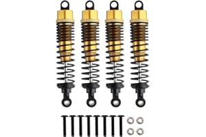 GDOOL Front Rear RC Shock Absorber, 4-Pack Aluminum 98mm Adjustable Assembled Suspension for 1:10 Redcat HSP 94166 94106 94107 94155 94170 Buggy Truck Crawler Upgraded Hop-up Parts (Gold)