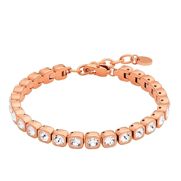 Heideman Armband Damen Amilla III aus Edelstahl Silber, Gold oder Rosegold farbend poliert Tennisarmband mit Swarovski Steine
