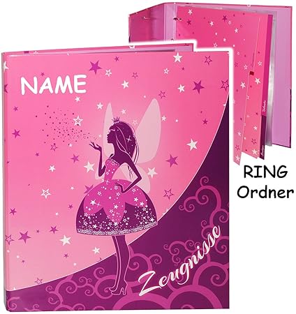 alles-meine.de GmbH A4 - Ringbuch / Zeugnisringbuch - Zeugnisse _ Elfenkönigin - Schmetterlings Fee - incl. Namen - mit Einst