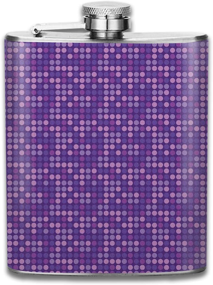 FGRYGF Pocket Container for Drinking Liquor, Dots Purple 7 Oz Printed Stainless Steel Hip Flask for Drinking Liquor E.g. Whiskey, Rum, Scotch, Vodka Rust Great Gift