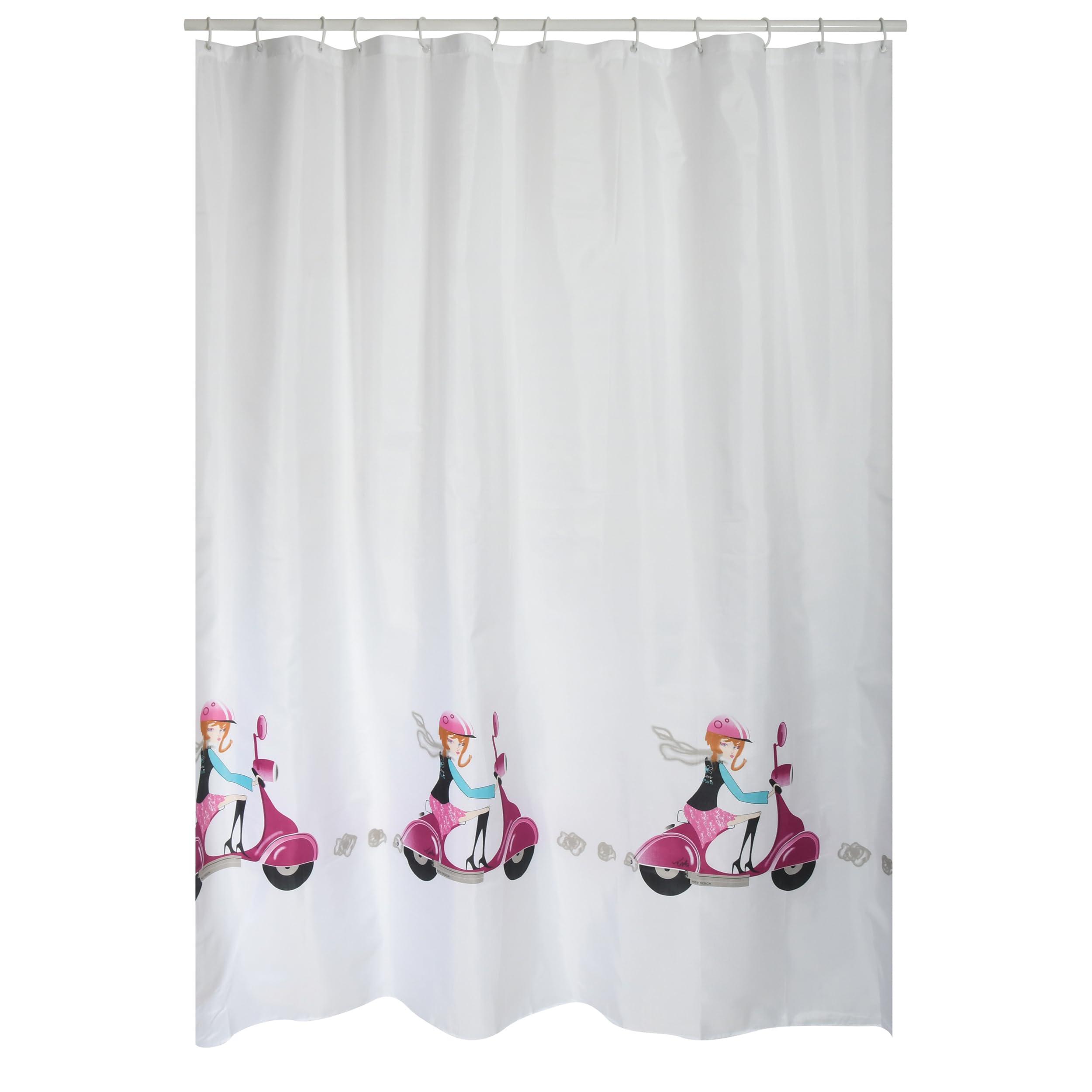MSV "Jane Polyester Shower Curtain, Silver, 180 x 200 cm