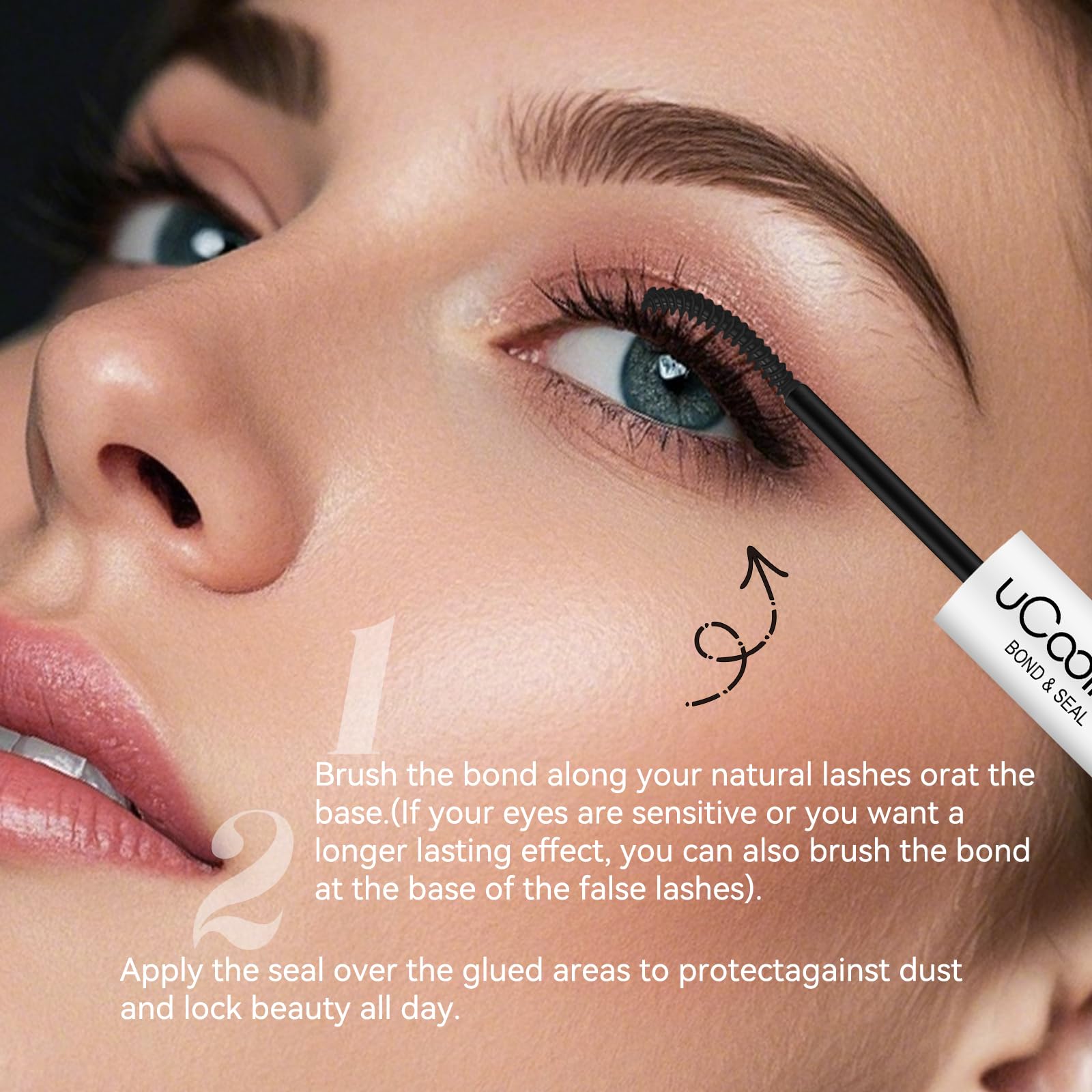 Lash Bond and Seal uCoolMe Waterproof for Lash Clusters 144Hours Super Hold Long-Lasting Non-Irritating Eyelash Glue for DIY at Home(Black Bond,10ML)