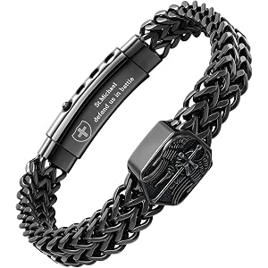 leejory St Michael the Archangel Christian Bracelet for Men,Stainless Steel | Adjustable fit,symbol of faith and protection,e