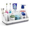 Bathroom Counter Organizer and Storage, 7 Slots Detachable Toothbrush Holders for Bathrooms, Anti-Slip Electric Toothbrush an