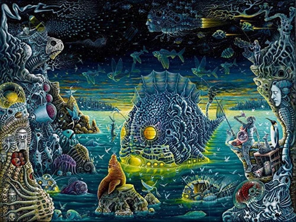 YIPINQUAN Jigsaw Puzzles 1000 Pieces for Adults and Kids Dark Psychedelic Art Wooden Puzzle Toys Home Decor Wall Art 75X50Cm
