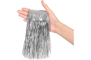 TREASURES GIFTED Silver Tinsel Strands Metallic Icicle Silver Streamers Pack of 2000 for Holiday Christmas Tree Birthday Baby Shower Anniversary Engagement Bridal Party Decorations
