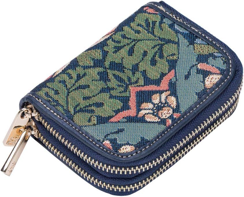 Signare Tapestry Double Zip RFID-Blocking Credit Card Holder Wallet for Women with Floral Design (Strawberry Thief Blue) - Image 3