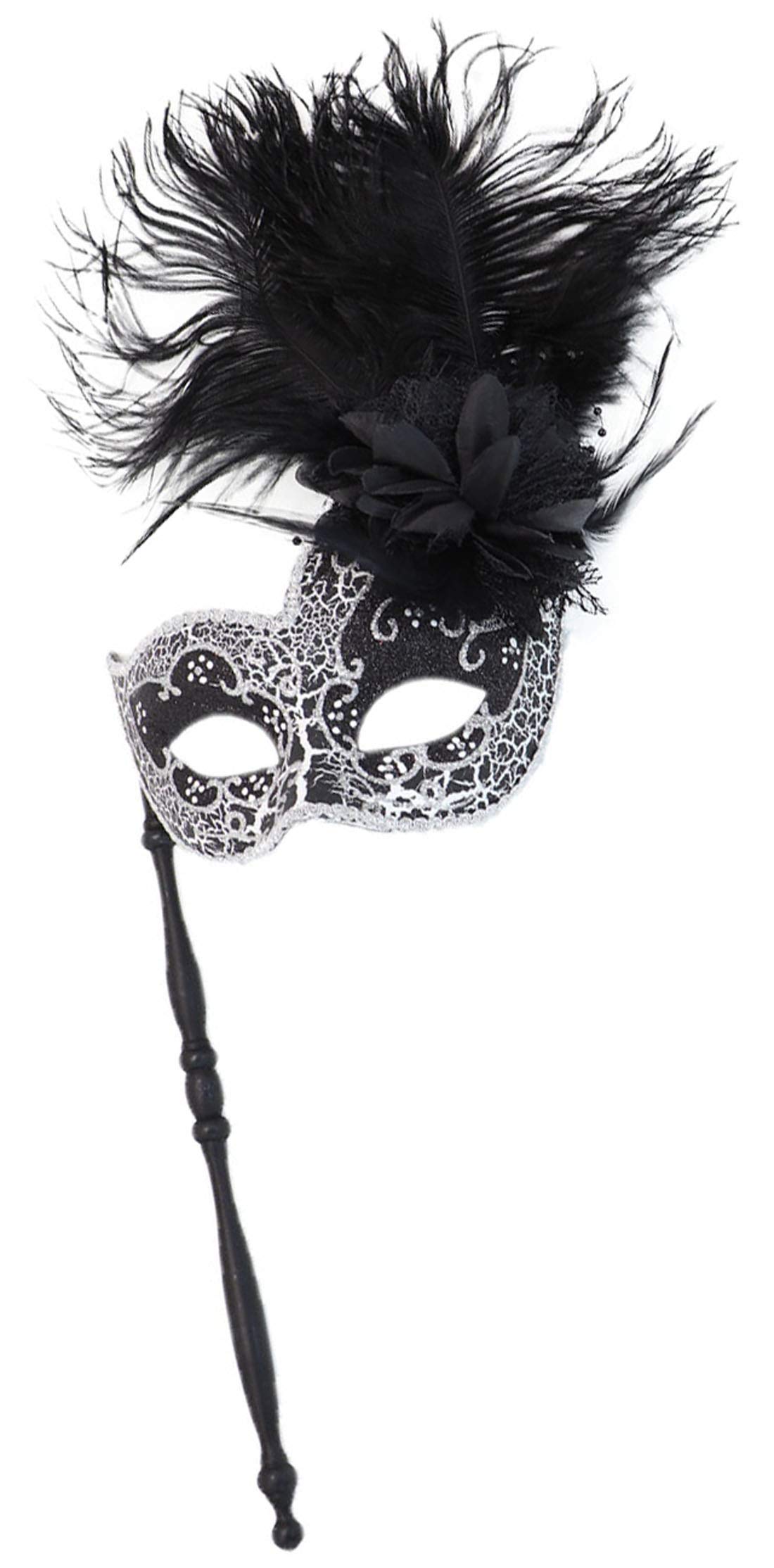 Coolwife Couple Feather Mask Masquerade Halloween Mardi Gras Cosplay Party Costume Masks (Stick B Full Crack)
