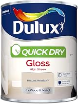 Dulux Quick Dry Gloss Paint Wood Metal Natural Hessian 750ml Interior Exterior view 2