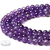 NUKAYAI Natural Amethyst Beads 100Pcs 8mm Purple Crystal Beads Loose DIY Round Stone Bead for Bracelet Necklace Earrings Making