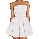 DAAWENXI Women's Sexy Strapless Mini Dress Sequin Ruched Bow Graduation Party Prom Short Dresses